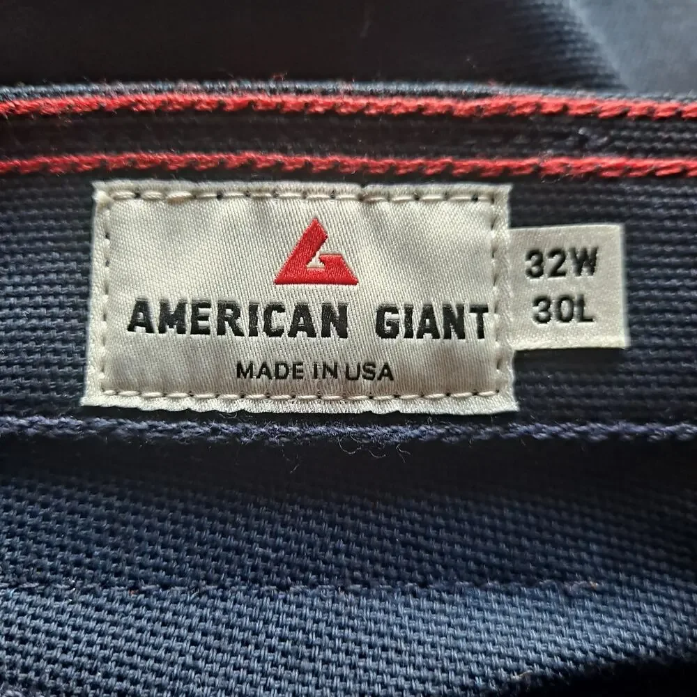American Giant Roughneck Work Pants Straight Stretch Canvas Navy Mens 32W NWOT - Picture 8 of 11
